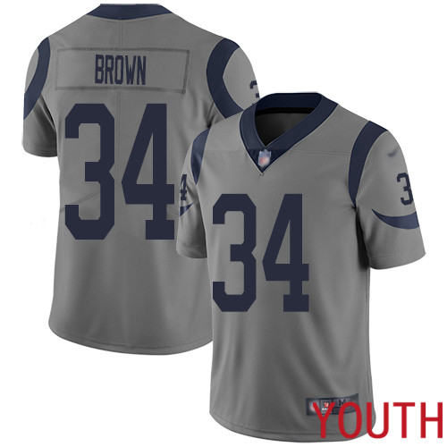 Los Angeles Rams Limited Gray Youth Malcolm Brown Jersey NFL Football #34 Inverted Legend